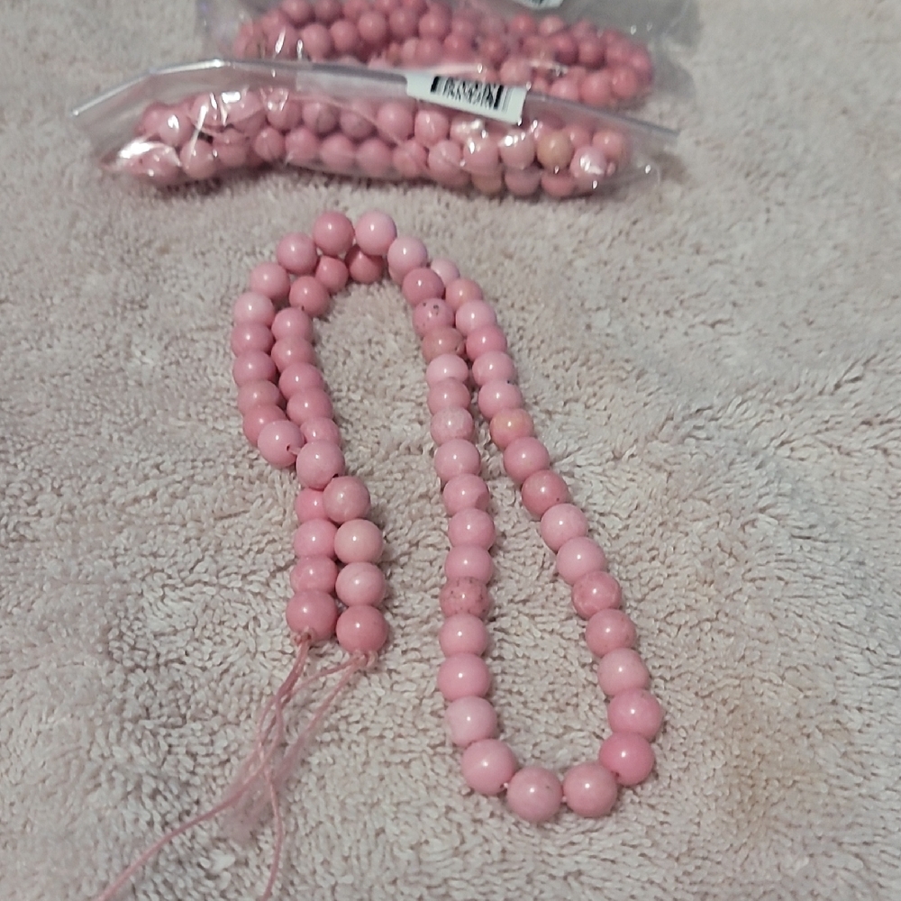 Round Pink Magnesite Bead Strand